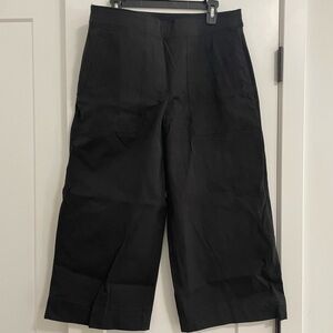 NWOT SPANX Stretch Twill Cropped Wide Leg Pant in XL - black